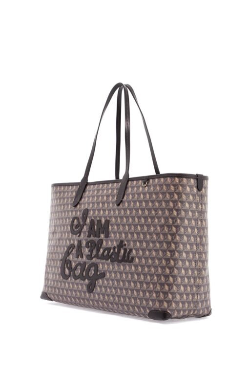 i am a plastic bag zipped motif tote bag - Image 3