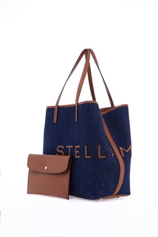 denim tote bag with logo branding - Image 3