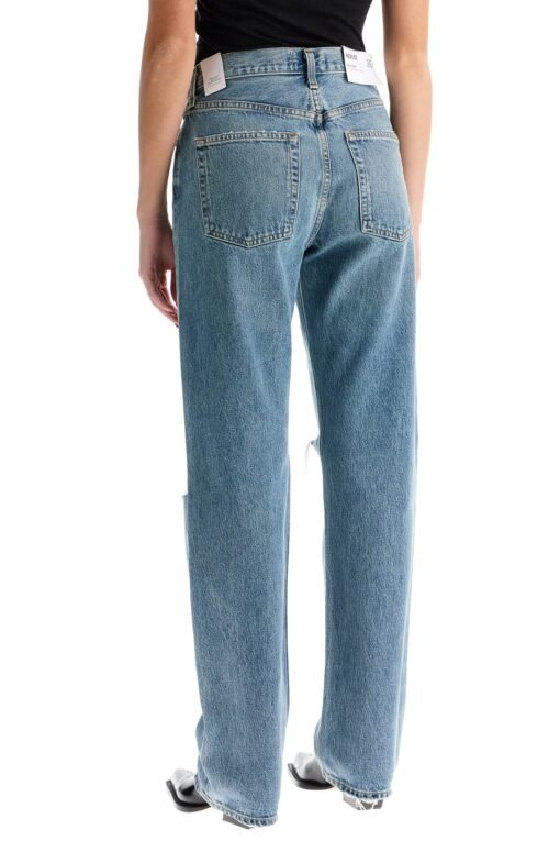 relaxed straight fit kelly used effect jeans - Image 3