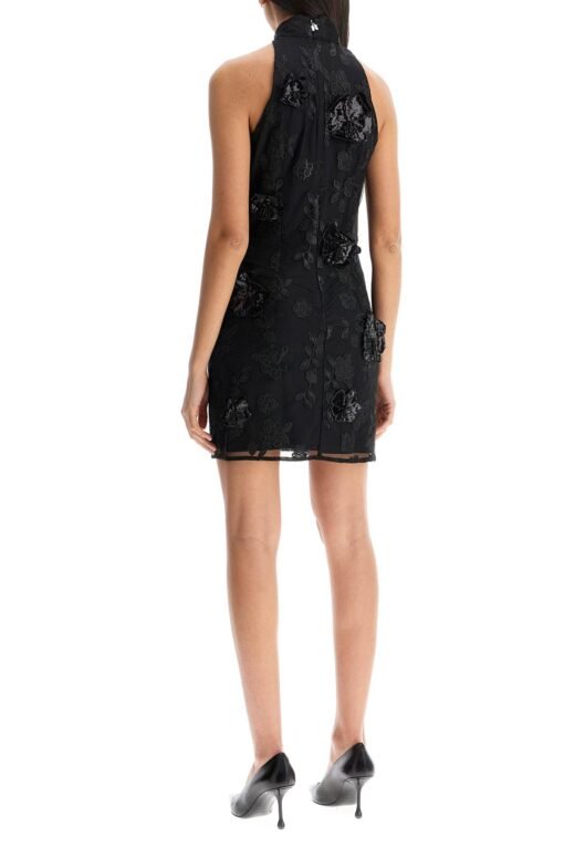 black floral recycled polyester mini dress - Image 3