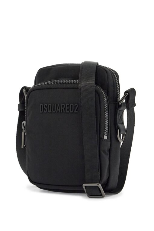 black minimalist crossbody bag in polyamide - Image 3