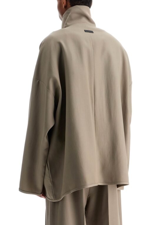 dusty beige wool jacket with high collar - Image 3