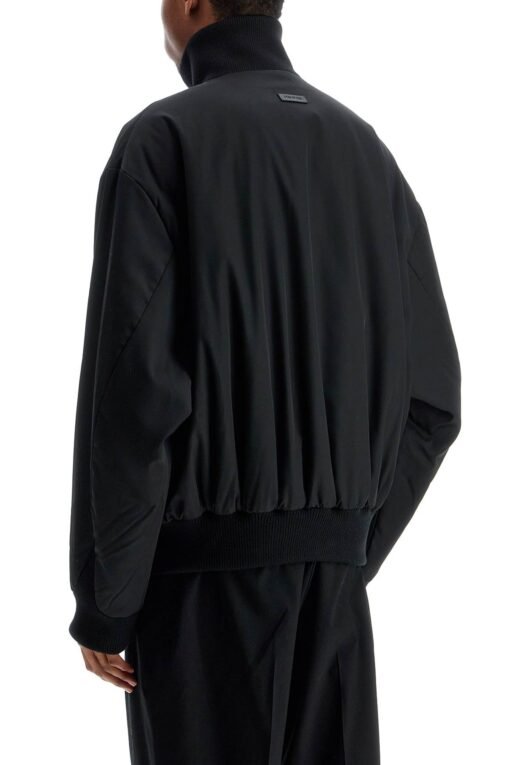 black nylon bomber with high collar - Image 3