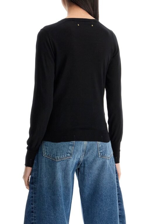 black merino wool sweater with golden applications for women - Image 3