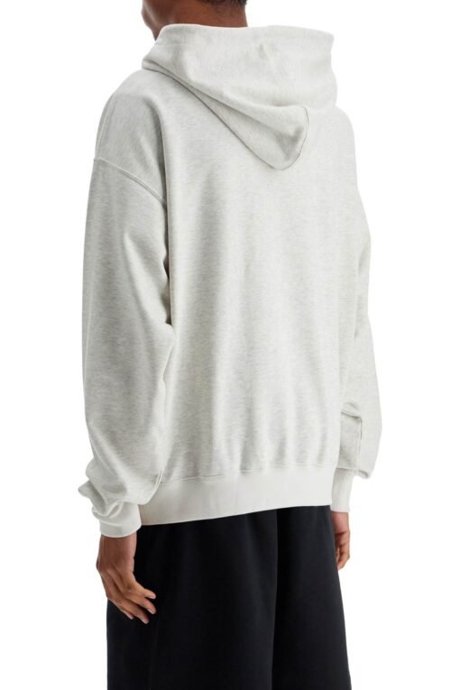 light grey cotton and recycled polyester hoodie for men - Image 3
