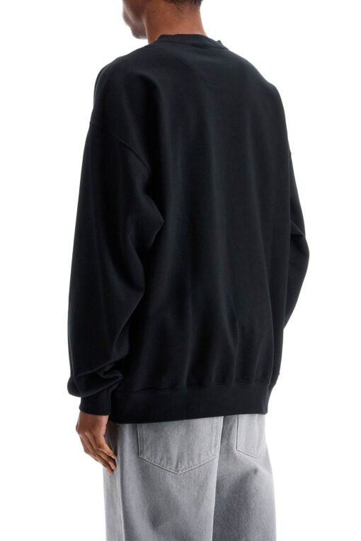 black cotton crewneck sweatshirt with tone-on-tone logo - Image 3
