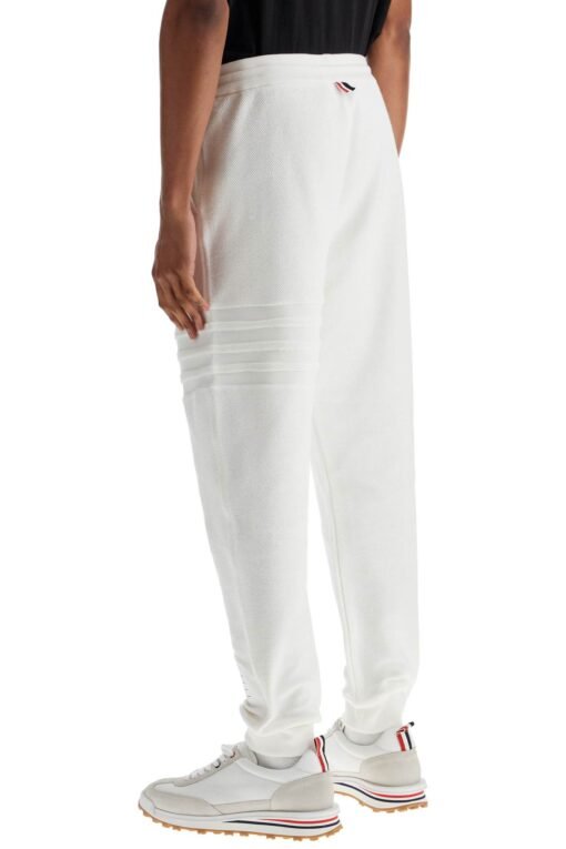 white cotton sweatpants with 4 stripes - Image 3