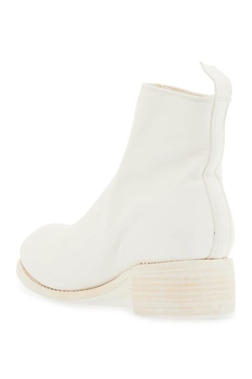unisex white horse and calf leather boots with elegant side zip - Image 3