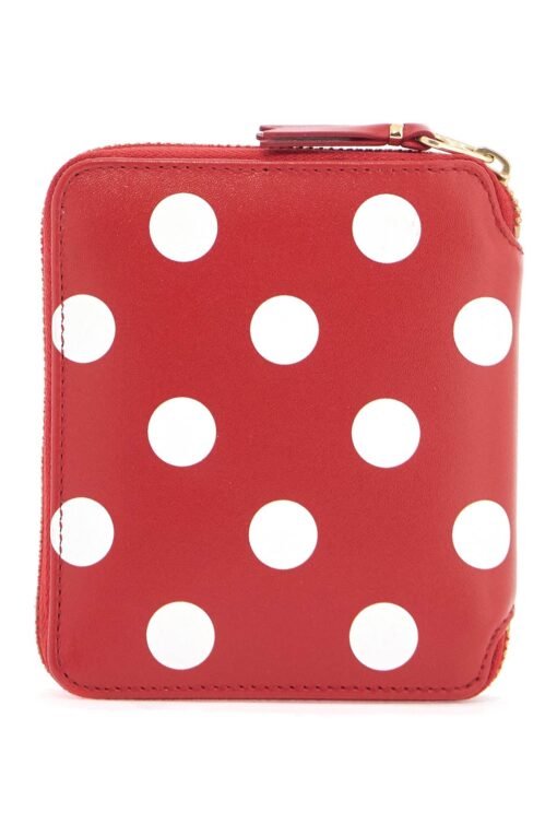 red polka dot calfskin wallet with zip - Image 3