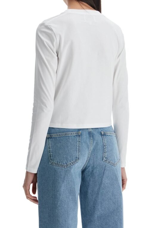 cropped long sleeve t-shirt white in organic cotton - Image 3