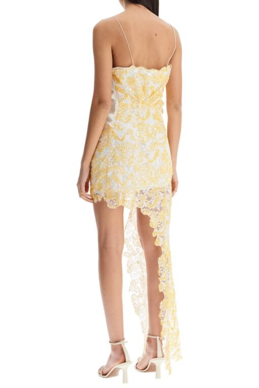 mini dress in yellow floral lace with adjustable straps - Image 3