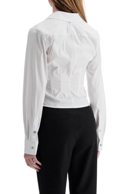 slim fit v-neck optical white organic cotton shirt - Image 3