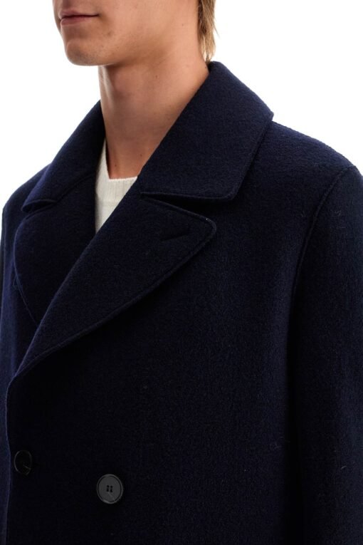 double-breasted wool coat in boiled - Image 4