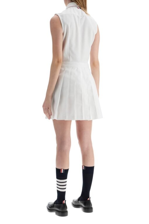 white pleated cotton dress for women - Image 3