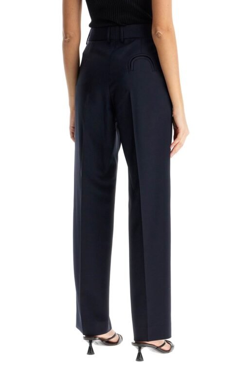 navy blue virgin wool and mohair high-waisted pants - Image 3
