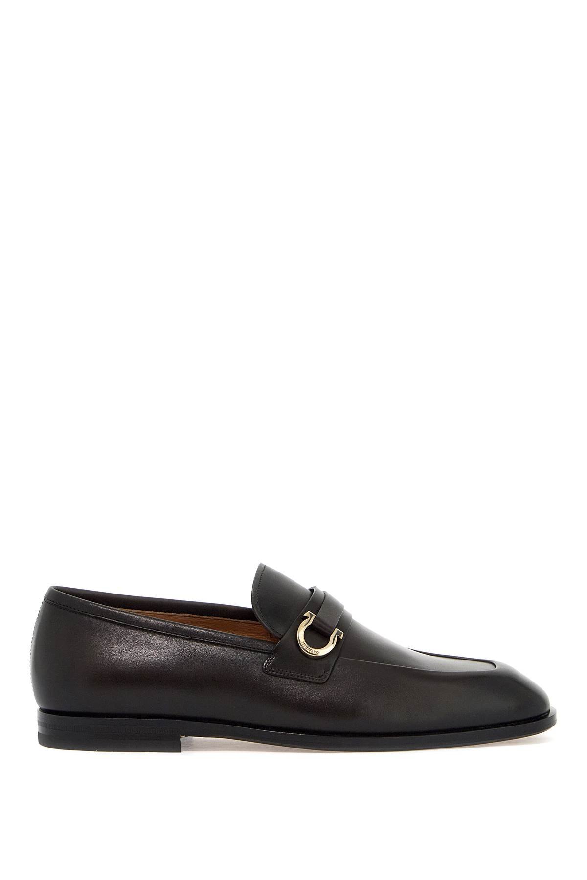 smooth leather loafers with gancini