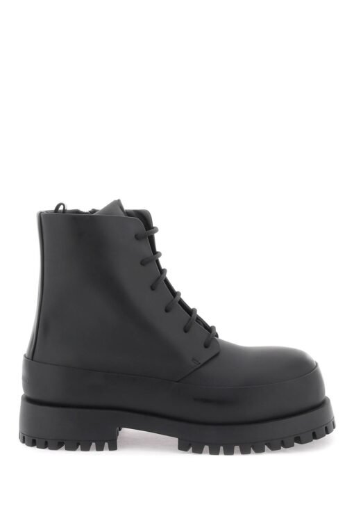 rubberized leather combat boots