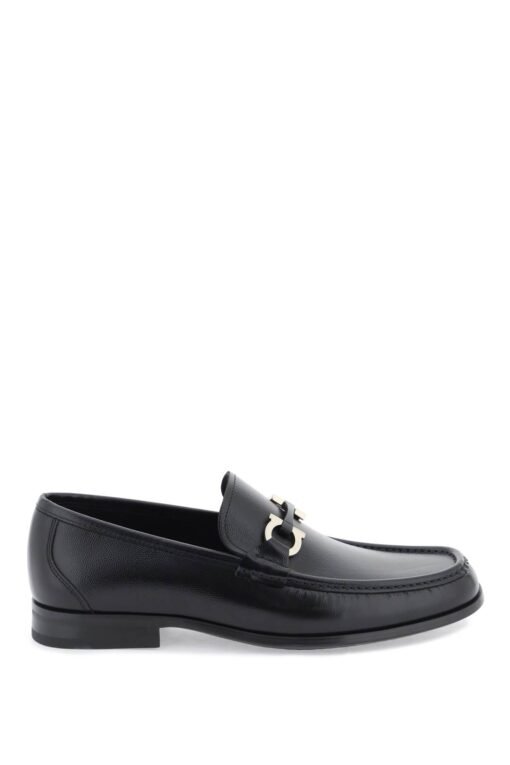 grained leather loafers with gancini