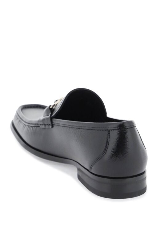 grained leather loafers with gancini - Image 3