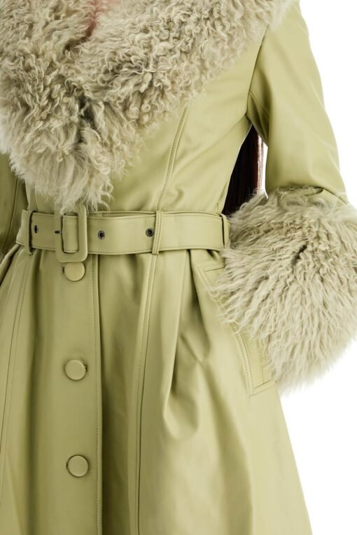 foxy leather and shearling long coat - Image 4