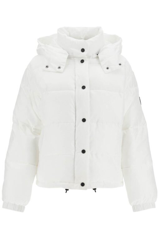'down jacket with logo patch