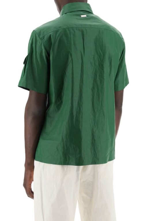short-sleeved linen shirt with coated - Image 3