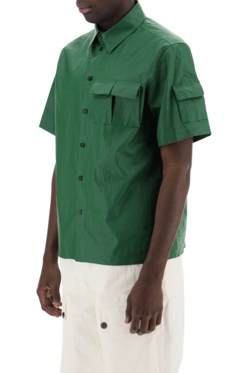 short-sleeved linen shirt with coated - Image 4