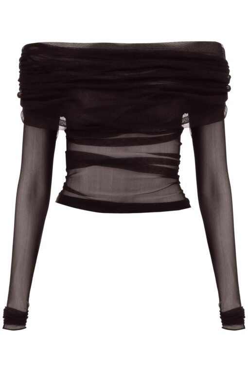 Top off-shoulder in tulle di seta