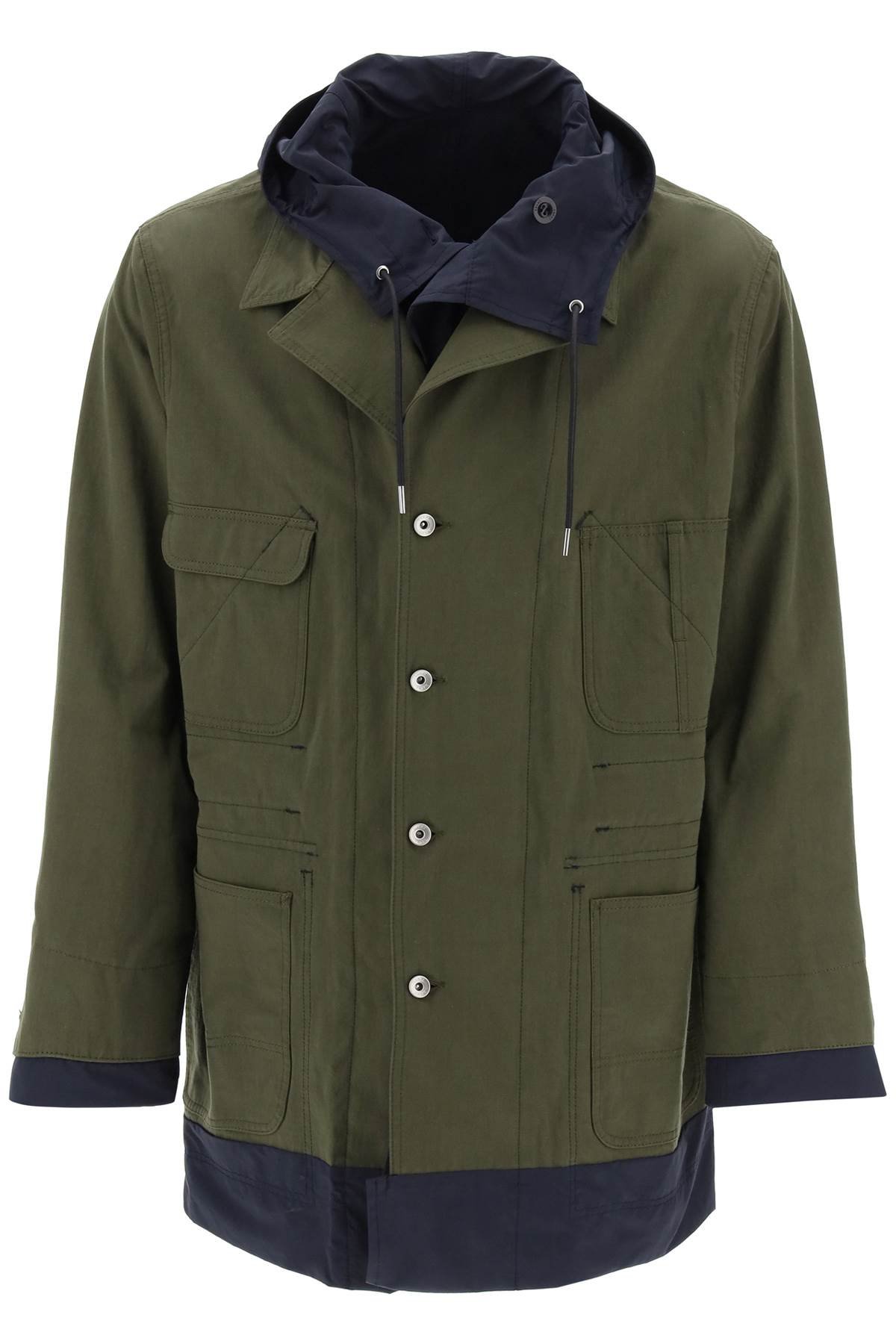 reversible cotton blend overcoat with