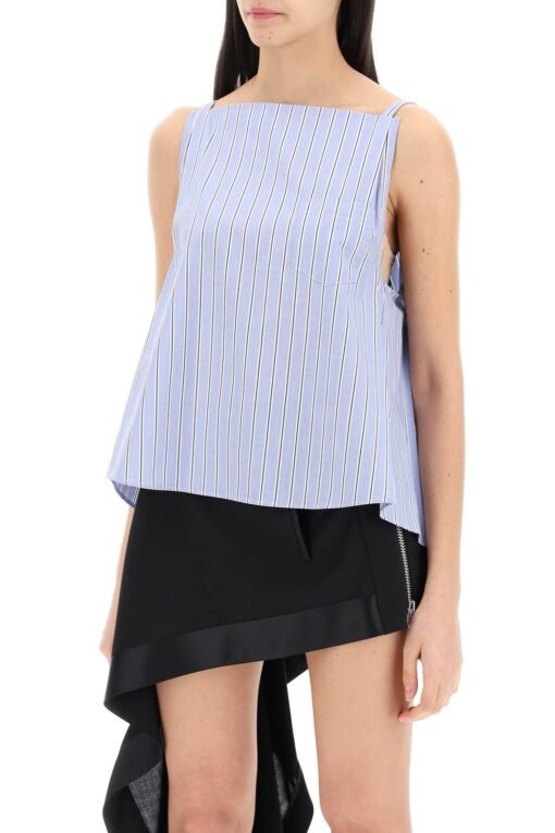 striped sleeveless top in poplin - Image 4