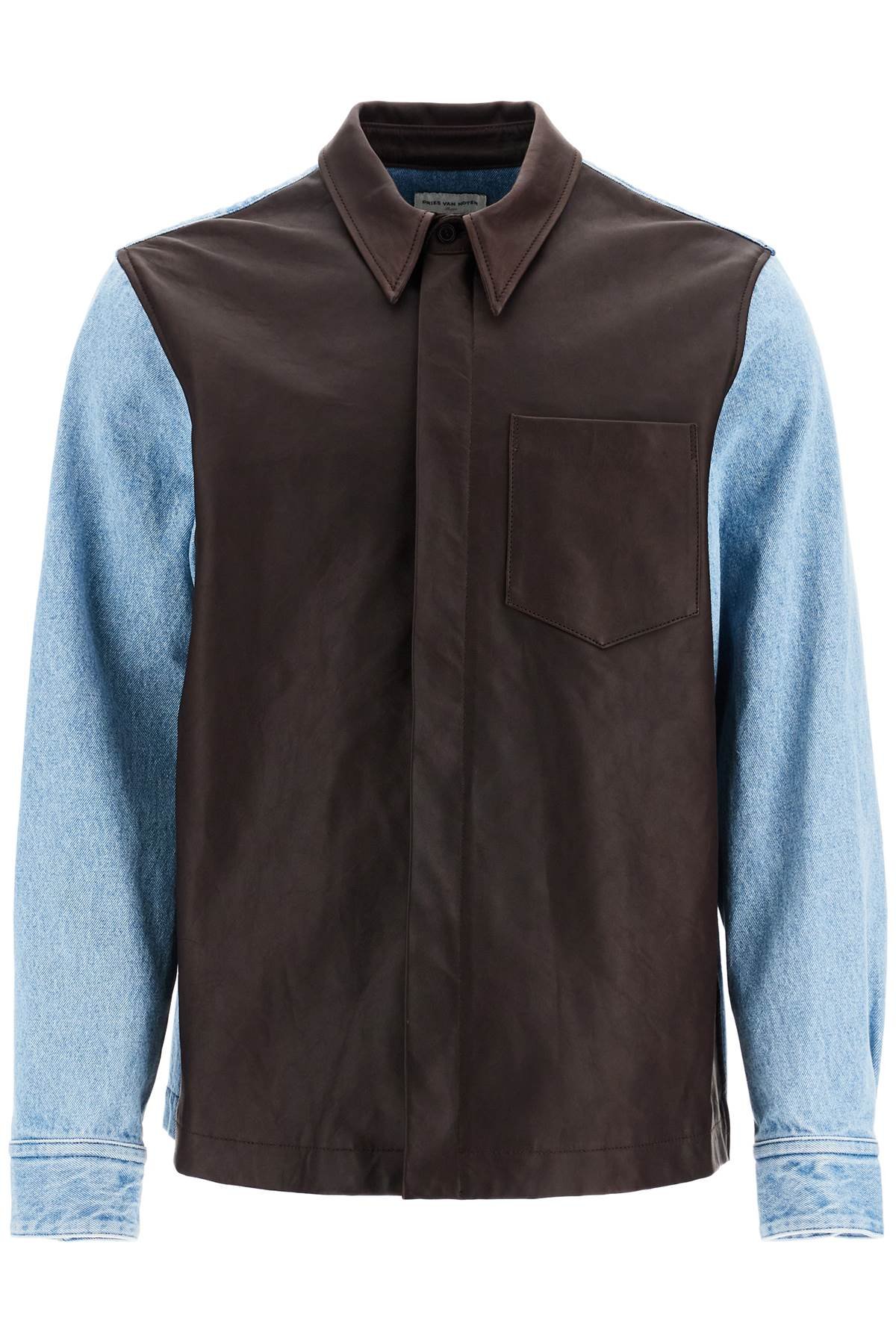 denim and leather shirt