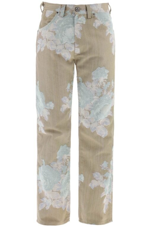 "floral jacquard ranch jeans