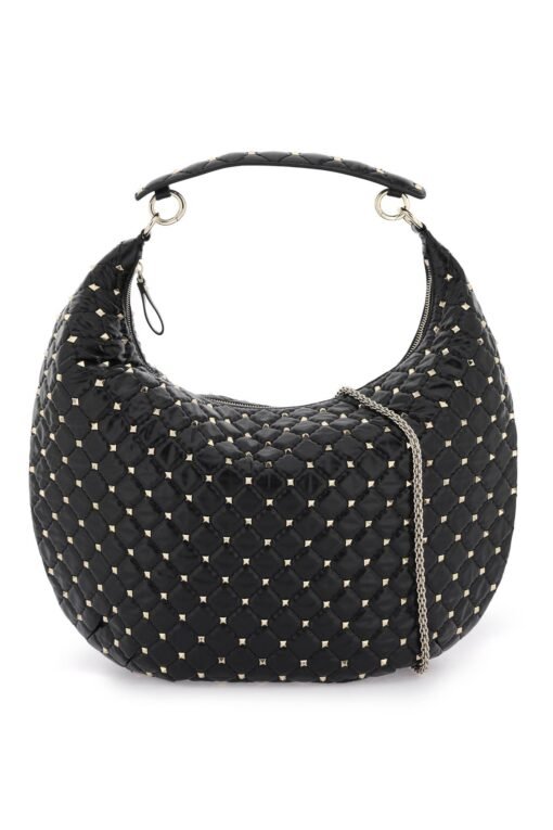 leather 'rockstud spike' hobo bag