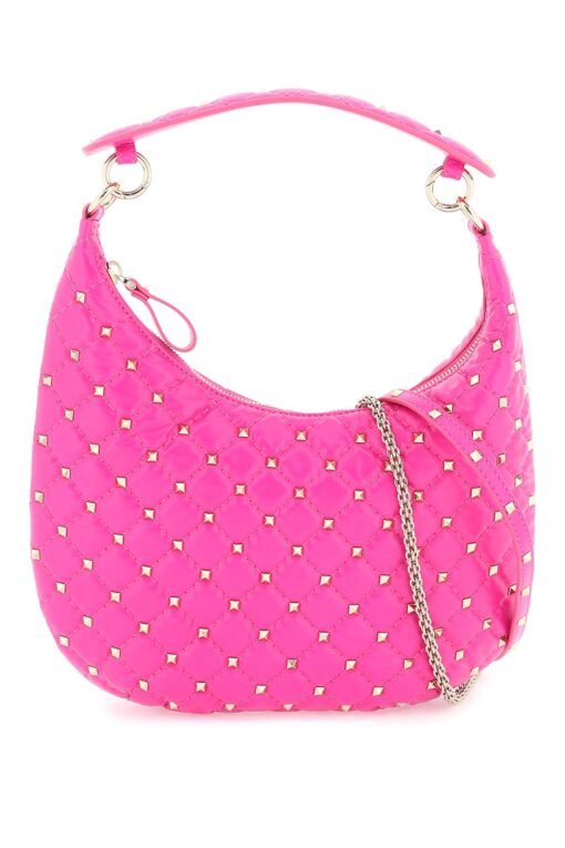 small leather 'rockstud spike' hobo bag