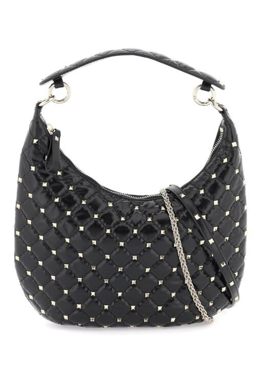 small leather 'rockstud spike' hobo bag