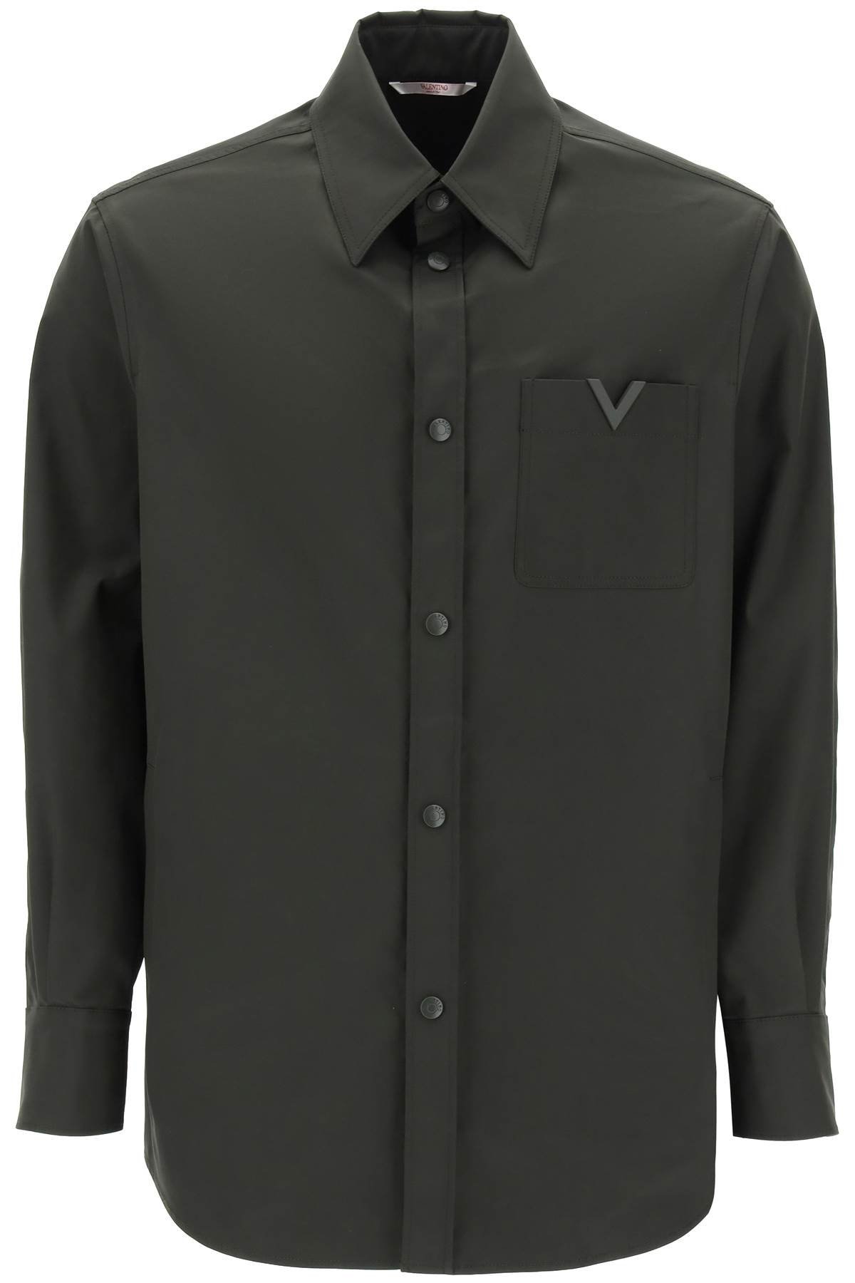 snap-up overshirt in stretch nylon