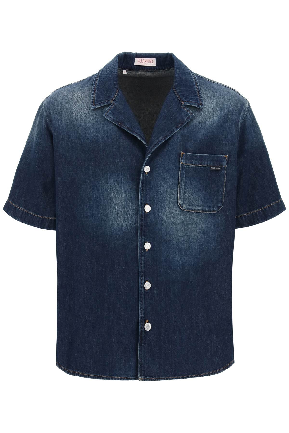 denim chambray bowling shirt