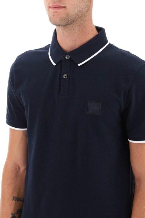 slim fit piqué polo shirt with tipped - Image 4