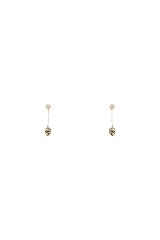 skull earrings with pavé and chain