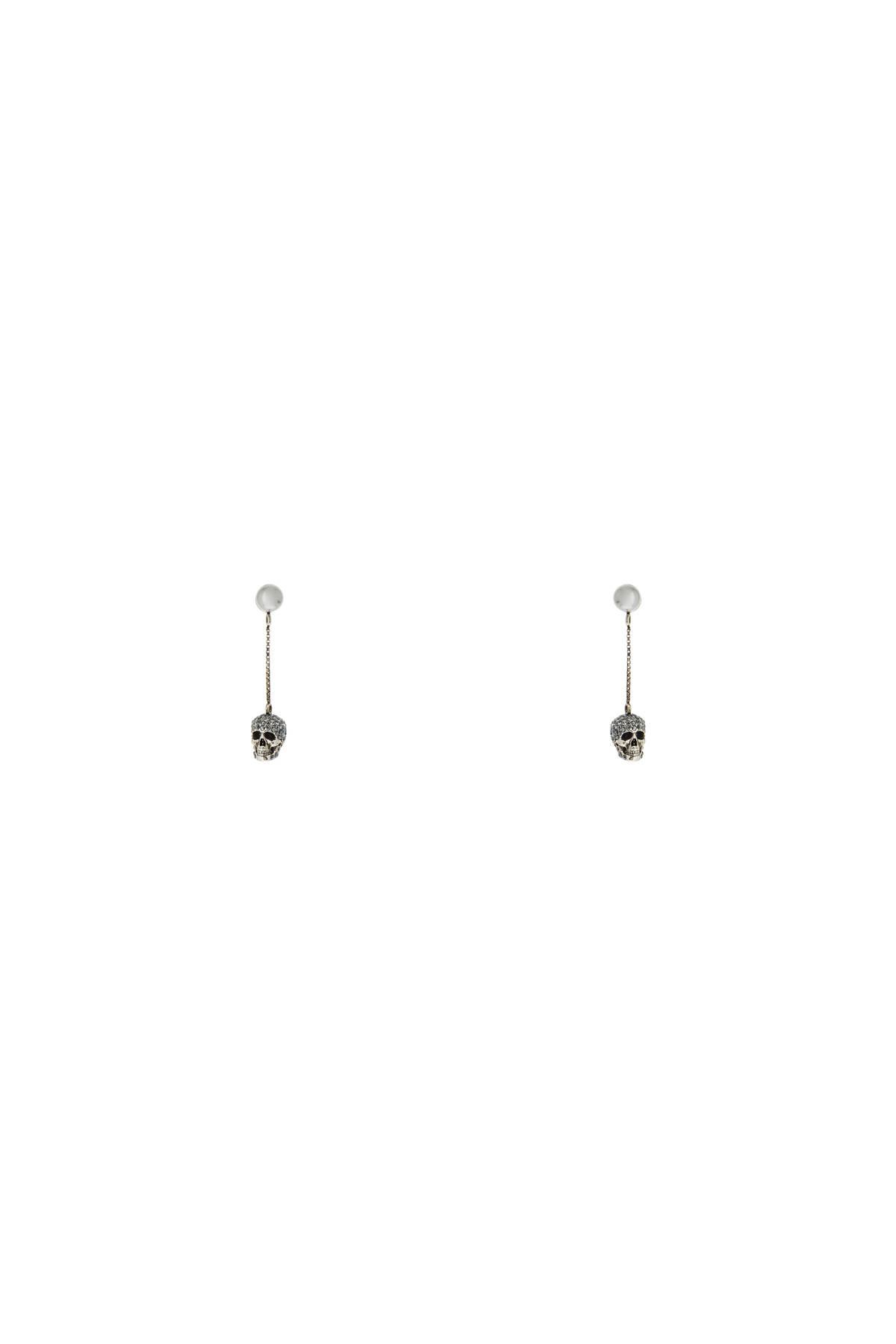 skull earrings with pavé and chain