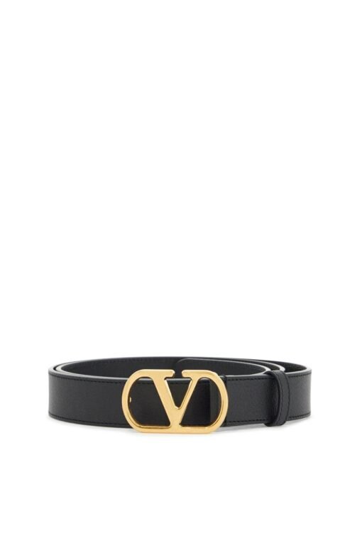 elegant black leather belt with gold buckle 30 mm