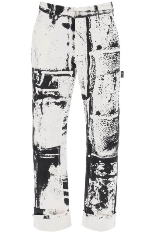 fold print workwear jeans