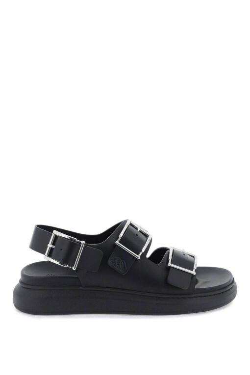 leather sandals with maxi buckles