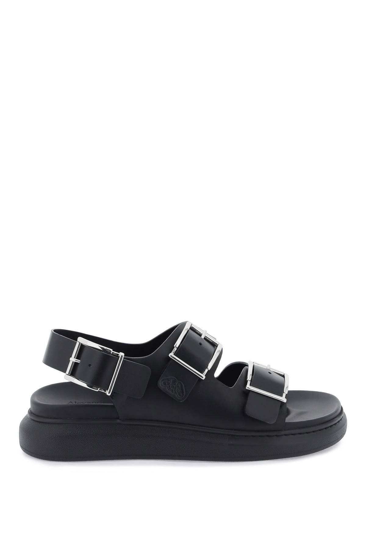 leather sandals with maxi buckles