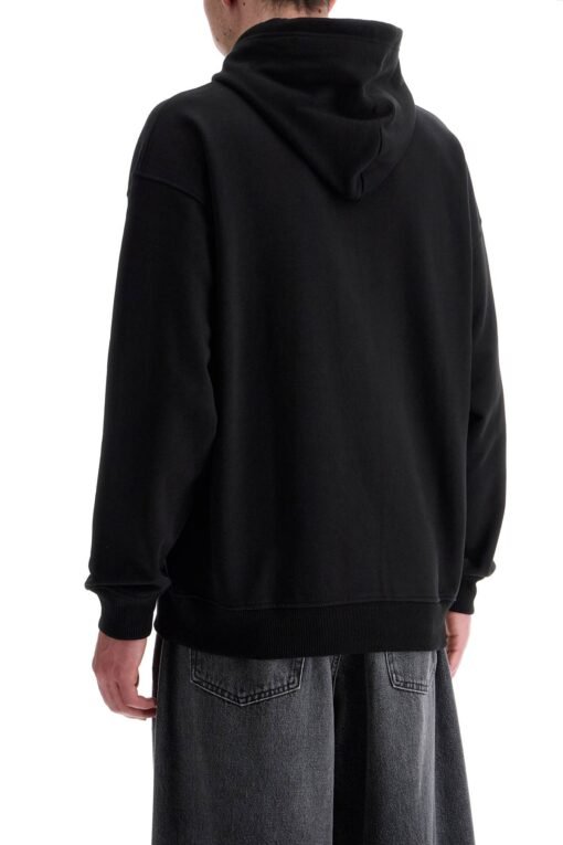 black cotton hoodie with embossed logo - Image 3