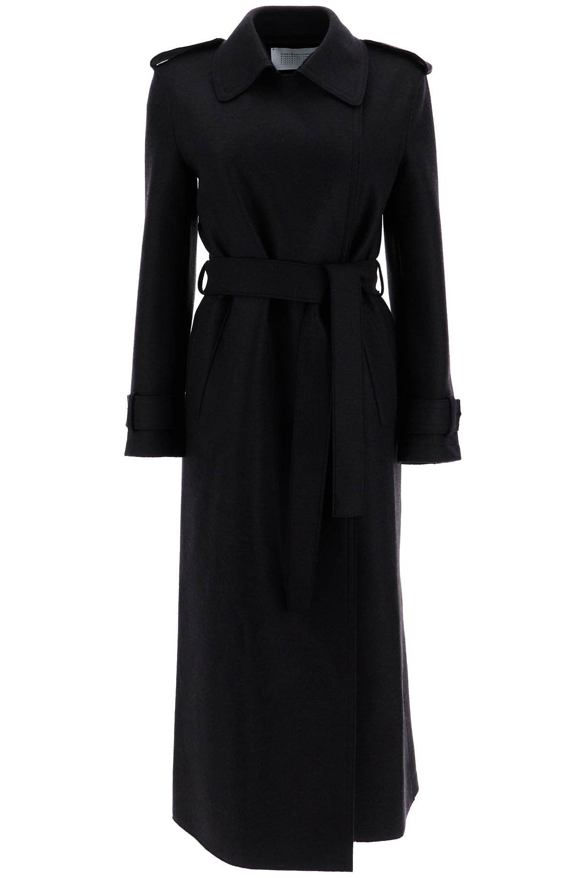 pressed wool robe coat with nine words