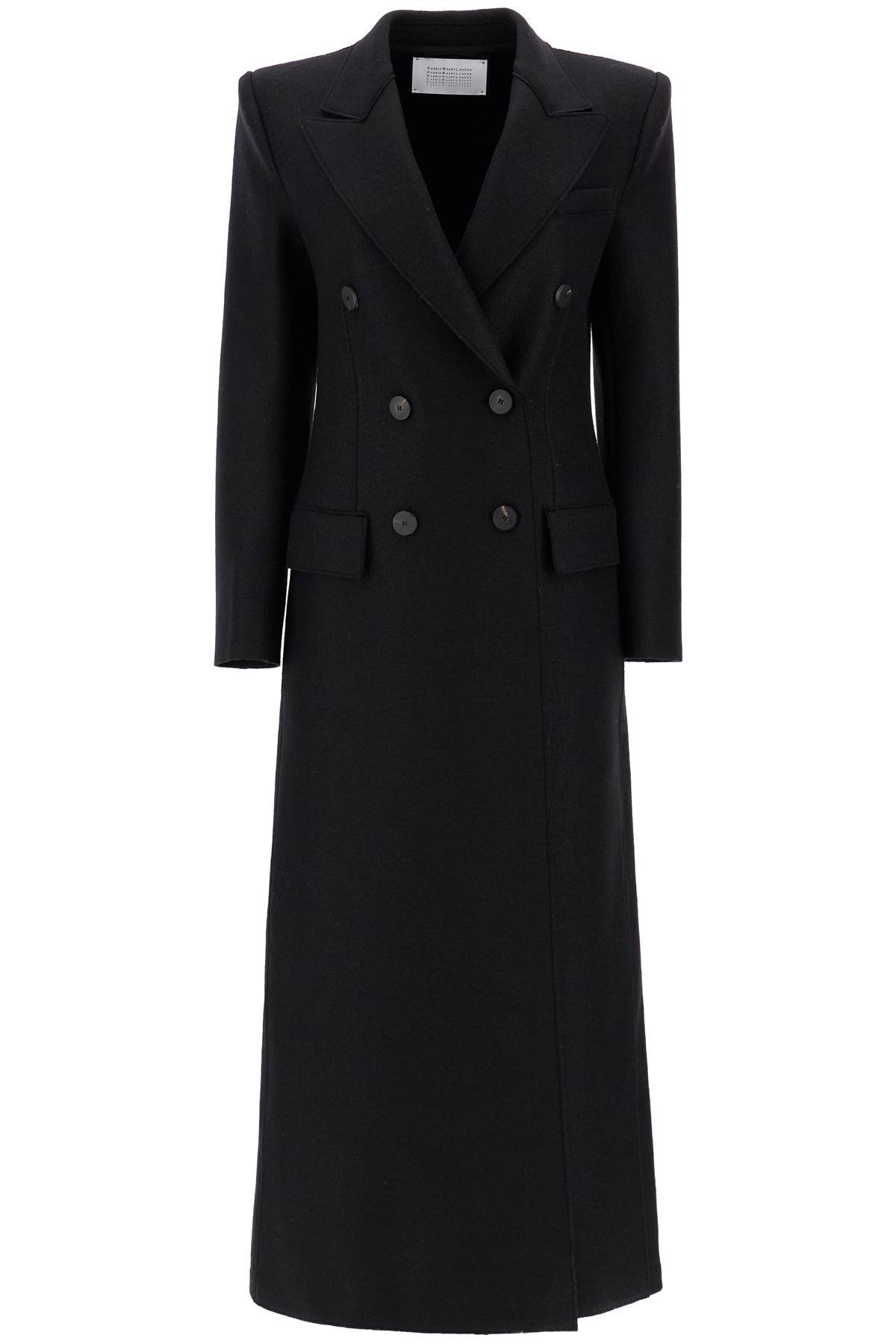 double-breasted pressed wool coat