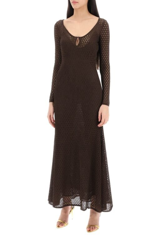 long knitted lurex perforated dress - Image 4