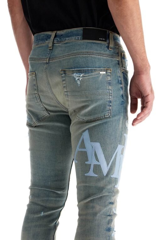 leather logo jeans with eight words - Image 4