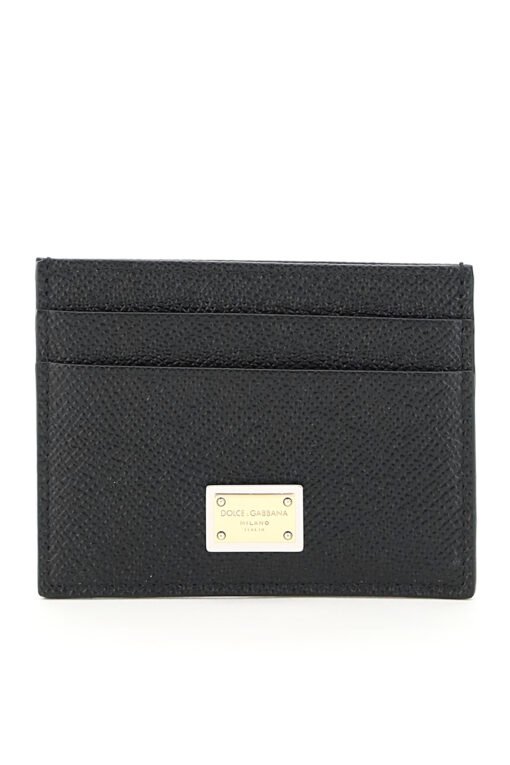 leather card holder with logo plaque